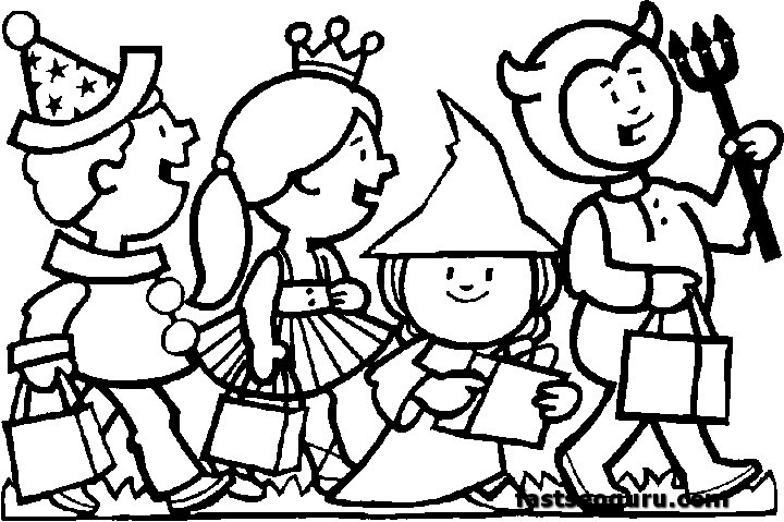  kids costumes Halloween coloring pages free